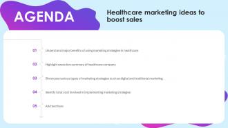 Agenda Healthcare Marketing Ideas To Boost Sales Strategy SS V