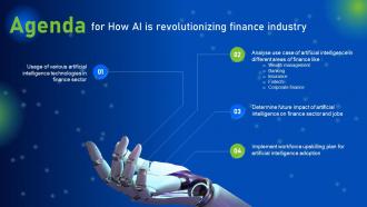 Agenda How AI Is Revolutionizing Finance Industry Ppt Powerpoint Grid AI SS