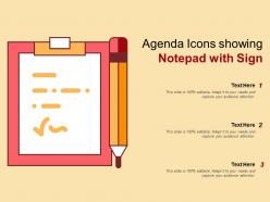 Agenda icons showing notepad with sign