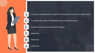 Agenda Implementing CPA Marketing To Enhance Organizational Performance Mkt SS V