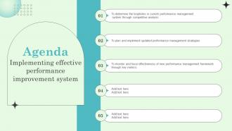 Agenda Implementing Effective Performance Improvement System