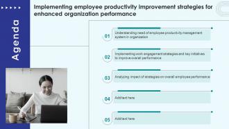Agenda Implementing Employee Productivity Improvement Strategies For Enhanced Organization