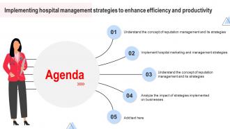 Agenda Implementing Hospital Management Strategies To Enhance Efficiency And Productivity Strategy SS