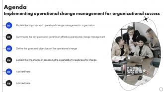 Agenda Implementing Operational Change Management CM SS