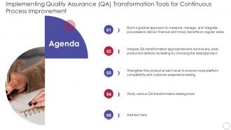 Agenda Implementing Quality Assurance Qa Transformation Tools For Continuous Process