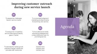 Agenda Improving Customer Outreach During New Service Launch Ppt Show Vector