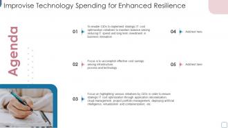 Agenda Improvise Technology Spending For Enhanced Resilience Improvise Technology Spending