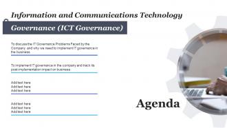 Agenda Information And Communications Technology Governance Ict Governance