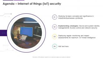 Agenda Internet Of Things IoT Security Ppt Ideas Background Images Cybersecurity SS