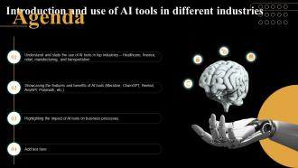 Agenda Introduction And Use Of AI Tools In Different Industries AI SS
