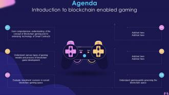 Agenda Introduction To Blockchain Enabled Gaming BCT SS