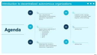 Agenda Introduction To Decentralized Autonomous Organizations BCT SS