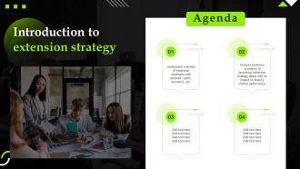Agenda Introduction To Extension Strategy Ppt Slides Background Images