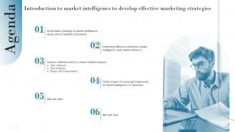 Agenda Introduction To Market Intelligence To Develop Effective Marketing Strategies MKT SS V