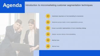 Agenda Introduction To Micromarketing Customer Segmentation Technique MKT SS V