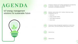 Agenda IoT Energy Management Solutions For Sustainable Future IoT SS