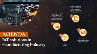 Agenda IoT Solutions In Manufacturing Industry IoT SS