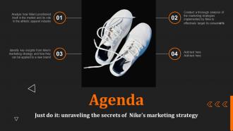 Agenda Just Do It Unraveling The Secrets Of Nikes Marketing Strategy SS V