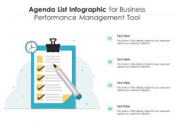 Agenda list for business performance management tool infographic template