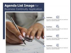 Agenda list image for business continuity application infographic template