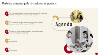 Agenda Marketing Campaign Guide For Customer Engagement Ppt Icon Example Introduction