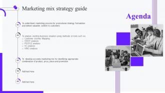 Agenda Marketing Mix Strategy Guide Ppt Template Mkt Ss V