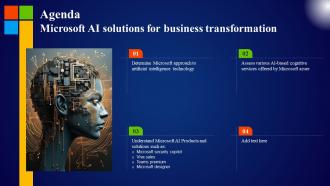 Agenda Microsoft AI Solutions For Business Transformation AI SS