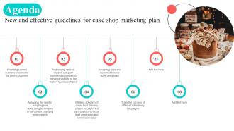 Agenda New And Effective Guidelines For Cake Shop Marketing Plan MKT SS V
