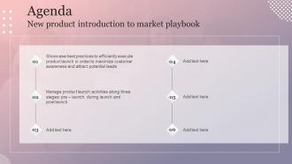Agenda New Product Introduction To Market Playbook Ppt Slides Background Images