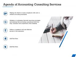 Agenda of accounting consulting services m1670 ppt powerpoint presentation ideas show