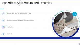 Agenda of agile values and principles ppt powerpoint presentation show structure