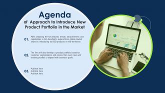 Agenda Of Approach To Introduce New Product Portfolio Ppt Slides Icons