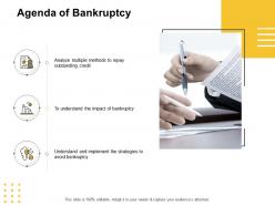 Agenda of bankruptcy outstanding credit ppt powerpoint presentation visual aids portfolio