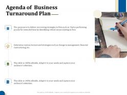 Agenda of business turnaround plan business turnaround plan ppt diagrams