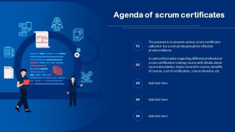 Agenda Of Collection Of Scrum Certificates Ppt Infographic Template Background Images