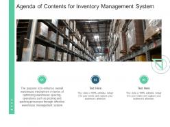 Agenda of contents for inventory management system ppt sample