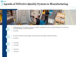 Agenda of effective quality system in manufacturing n608 ppt slides
