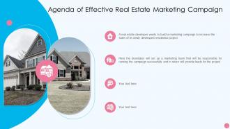 Agenda of effective real estate marketing campaign ppt guideline