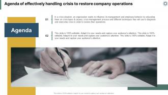 Agenda Of Effectively Handling Crisis To Restore Company Operations Ppt Diagram Graph Charts