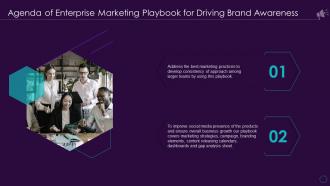 Agenda Of Enterprise Marketing Playbook For Driving Brand Awareness