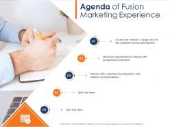 Agenda of fusion marketing experience ppt brochure