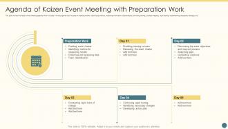Agenda Of Kaizen Event Meeting With Preparation Work