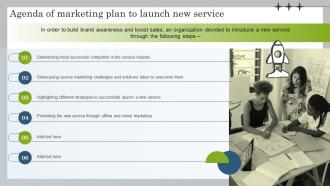 Agenda Of Marketing Plan To Launch New Service