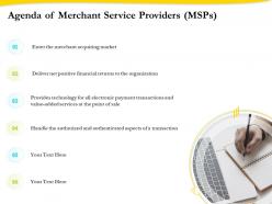 Agenda Of Merchant Service Providers Ppt Model MSPs