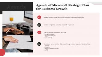 Agenda Of Microsoft Strategic Plan For Business Growth Strategy SS V
