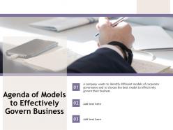 Agenda of models to effectively govern business m1882 ppt powerpoint presentation portfolio guide