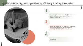 Agenda Of Optimizing Retail Operations By Efficiently Handling Inventories