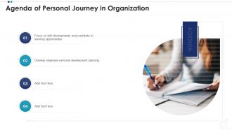 Agenda of personal journey in organization employee professional growth ppt microsoft