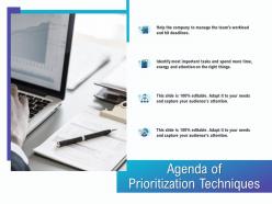 Agenda Of Prioritization Techniques M1839 Ppt Powerpoint Presentation Portfolio Demonstration