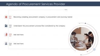 Agenda of procurement services provider ppt graphics